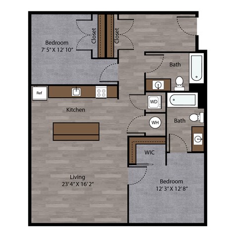 The Dunkel Floor Plan at Benson Lights Apartments in Omaha, NE
